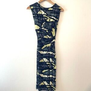French Connection Black‎ and Yellow Midi Dress